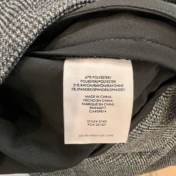 CABI Women’s 3740 Bond Trouser Pant Sz 8L Glen Plaid Grey NWT Side Zip Wide Leg - Picture 10 of 14